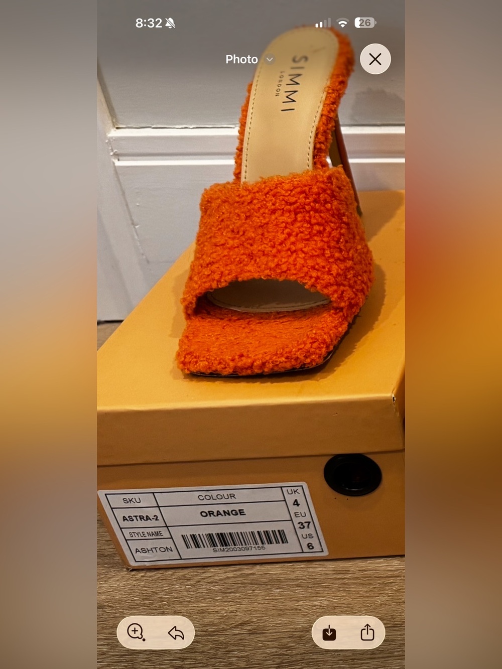 SIMMI London Ashton Orange Bouclé Mule Heels